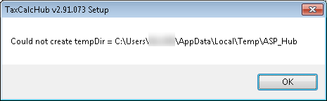 could not create tempDir